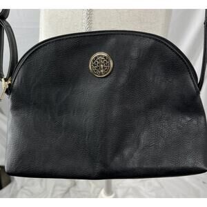 Womens Crossbody Purse Small Black with Gold Logo